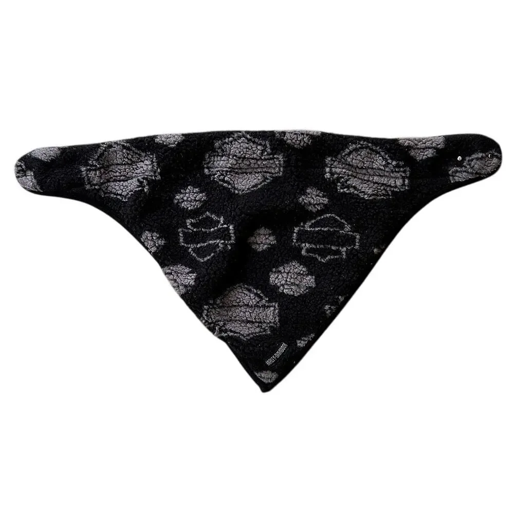 Harley-Davidson Vintage Motorcycle Black & Gray Fleece Winter Face Mask